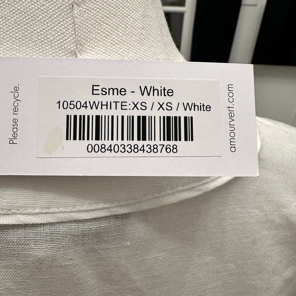 AMOUR VERT V-Neck Linen Cotton White Blouse Women Size XS NWT - Picture 11 of 14